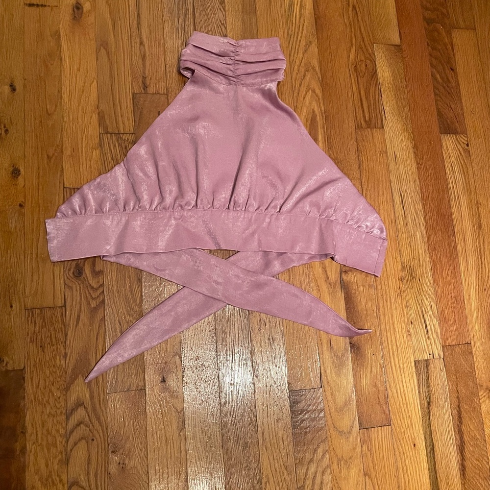 Nasty Gal Pink Satin Crop Top